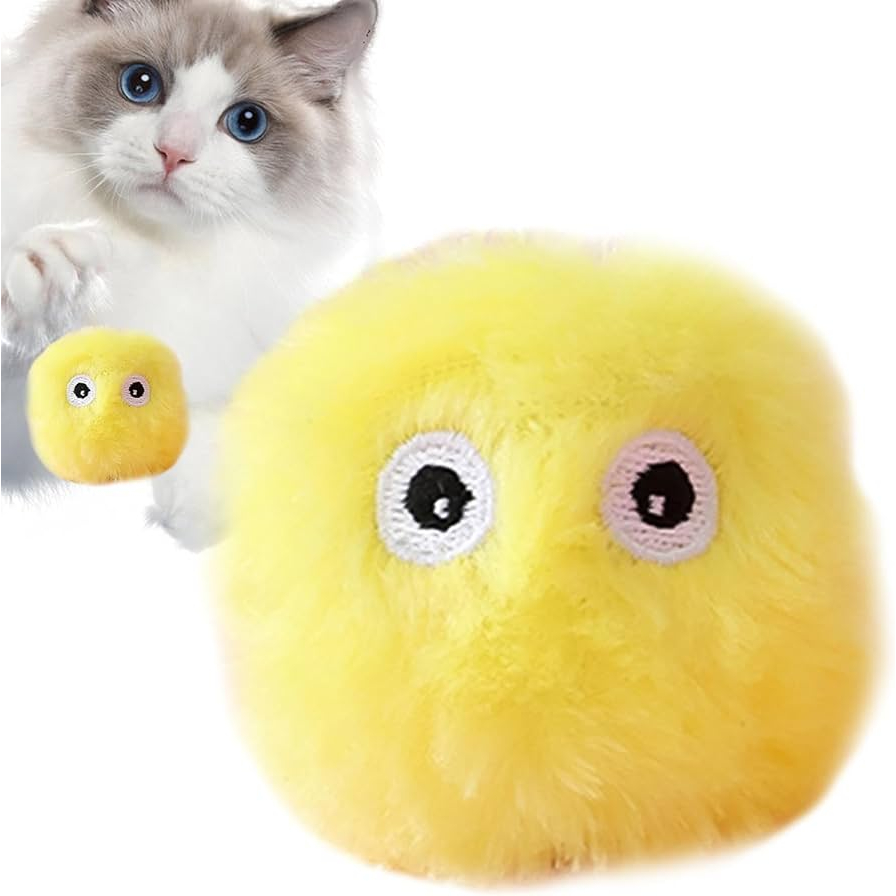 Brinquedo para gato Bola de pelúcia com catnip inteligente com sons de sapo ou grilo ou passarinho