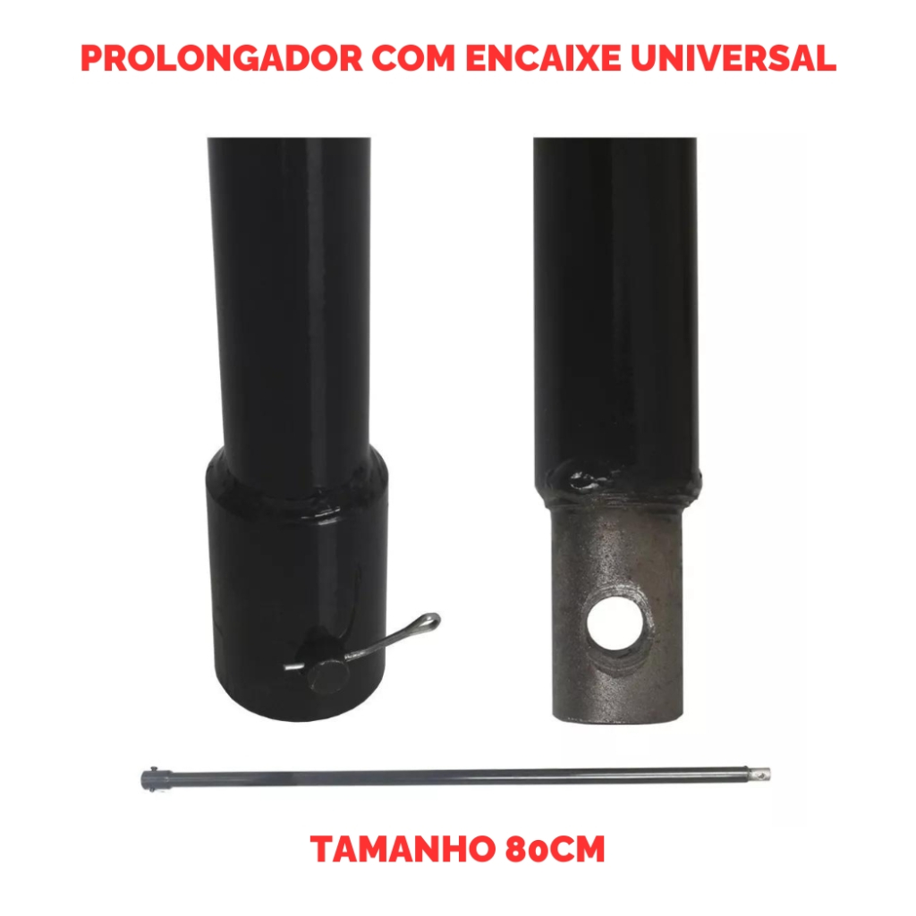 Extensor Prolongador 80cm Para Perfurador de Solo com Encaixe Universal