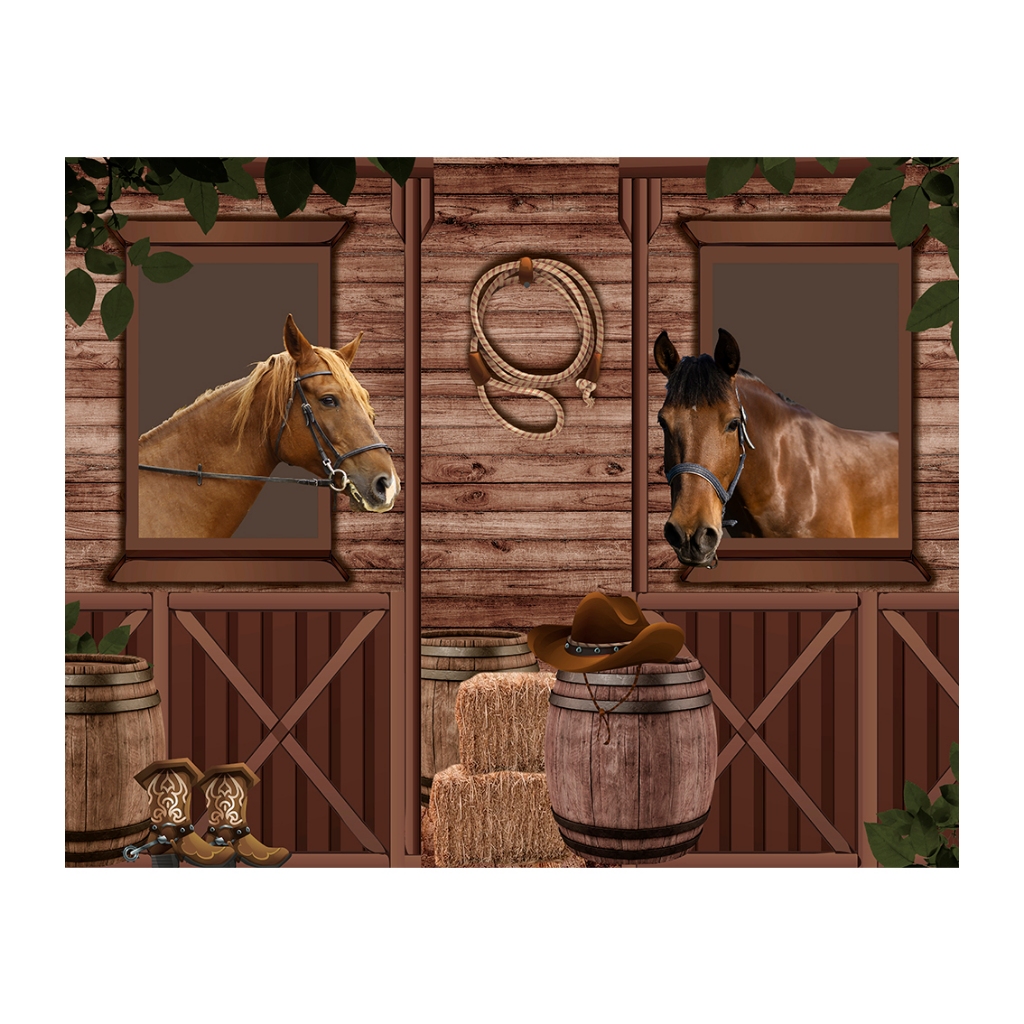 Painel 3d Sublimado Fundo Fotográfico Rodeio Cavalos Selaria