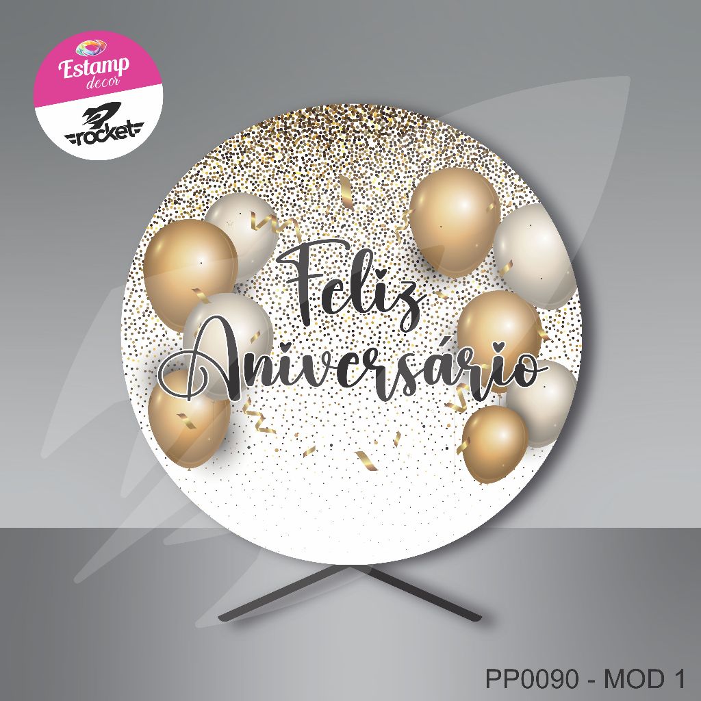 Painel Feliz Aniversário, Redondo Helanca Premium 150x150 c/ Elástico!!! em Oferta na Shopee