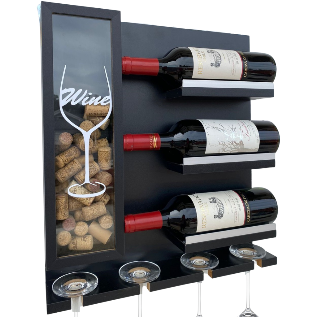 Barzinho de Parede Adega Vinhos 100% MDF Decoração Alumínio
