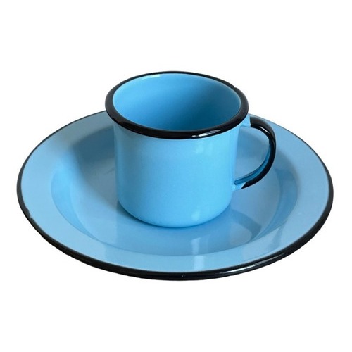 Prato Esmaltado N22 500ml Colorido + Caneca 370ml Ágata Ewel
