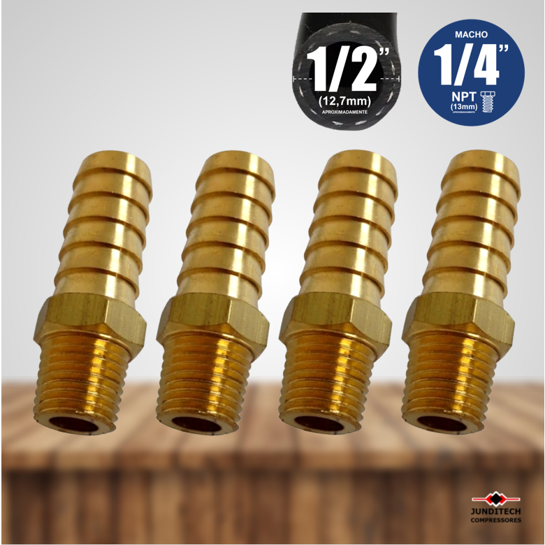 4 Espigão Rosca Macho NPT 1/4 X Mangueira 1/2 Aço P/ Compressor De Ar e Água em Oferta na Shopee