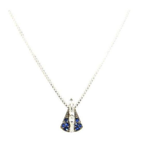 Colar Corrente Santinha Nossa Senhora Aparecida Santa em Prata 925 - Fashion Accessories