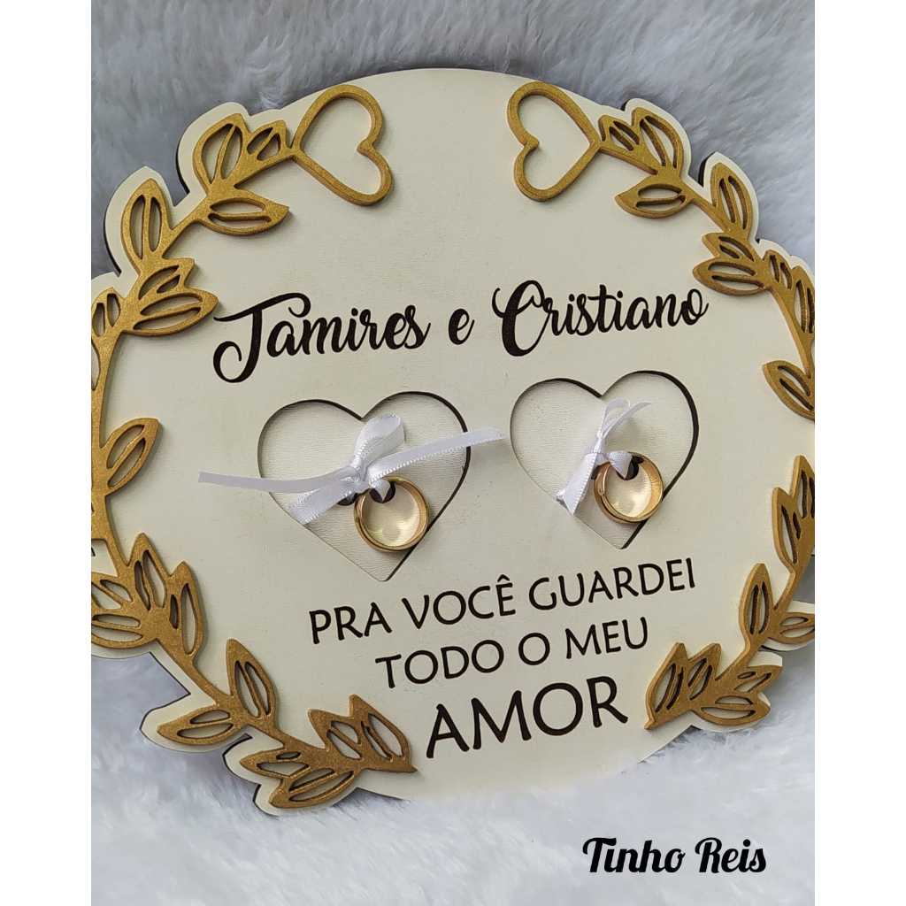 Porta Alianças Ramos Noivos, Casamento Mdf Personalizado - Festa - Noiva