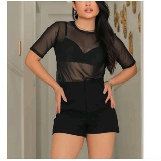 Blusa camisão tule transparente