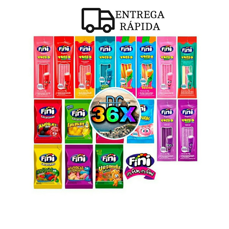 Kit Com 36 Pacotes Balas Fini Sabores Sortidos