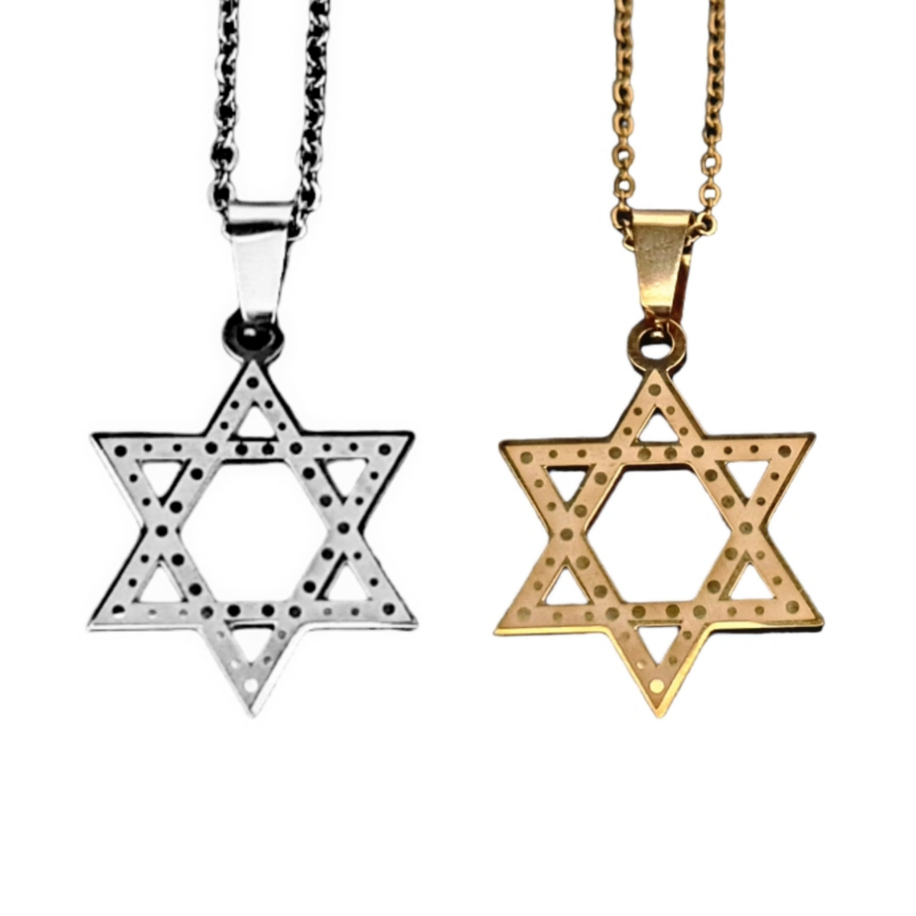 Colar Cordão Corrente Aço Inoxidável Estrela de Davi Hexagrama Proteção Escudo de Davi Hebraico Masculino Feminino