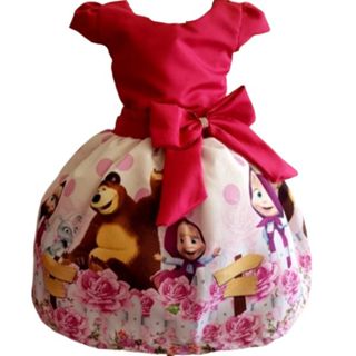 Vestido Temático Infantil Masha e o Urso  - Vários Modelos