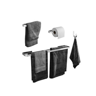 Kit Acessórios Para Banheiros 4 Peças Prata Toalheiro Duplo Cromo em Oferta na Shopee