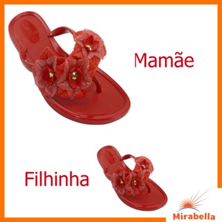 Chinelo Feminino Coleção Mãe e Filha Sandália Rasteira Flores Glitter Mirabella
