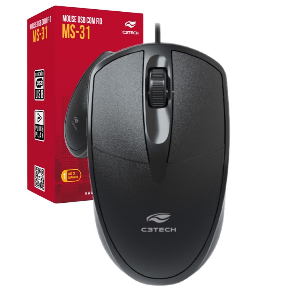Mouse Usb Com Fio Preto Basico Pc Notebook Escritorio Barato