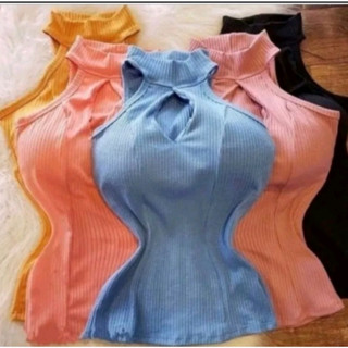 Blusa Blusinha Canelada com Decote Gota