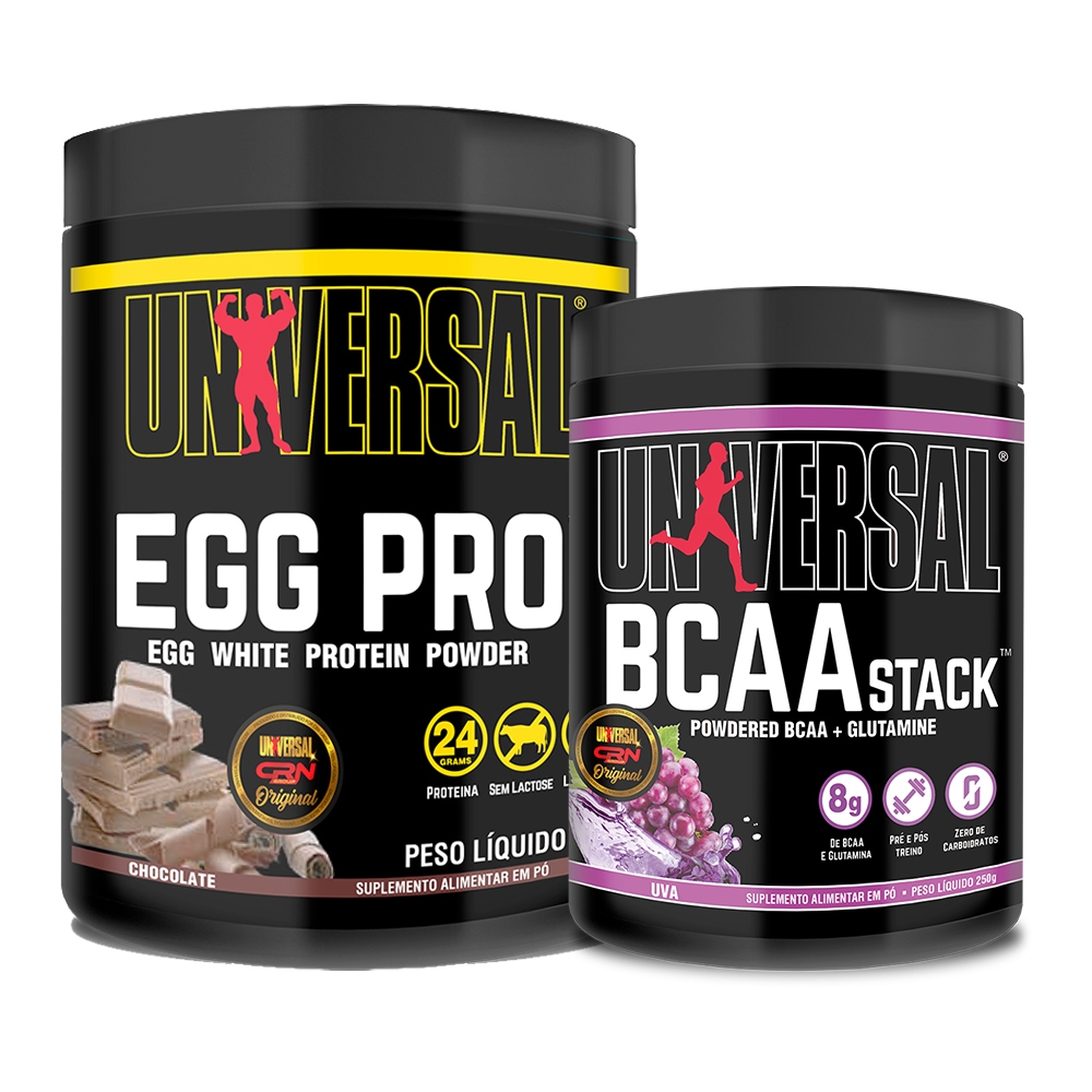 Kit Egg Pro 454g + BCAA Stack 250g - Universal em Oferta na Shopee
