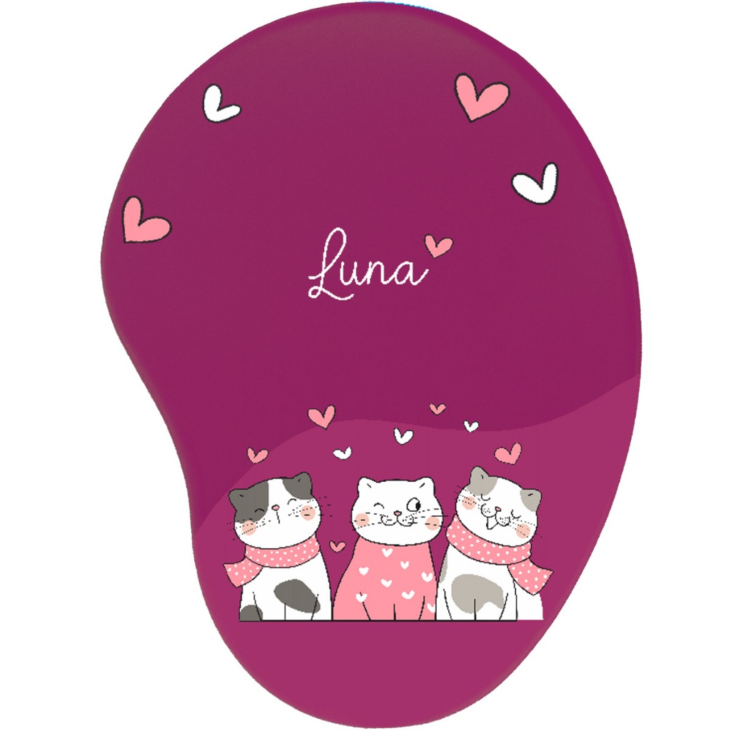 Mouse pad com apoio gatinhos personalizado com nome em Oferta na Shopee