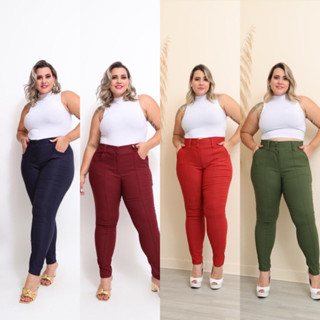 CALÇA ALFAIATARIA CÓS LARGO COM 2 BOTÕES ENCAPADOS , BOLSO FACA PLUS SIZE