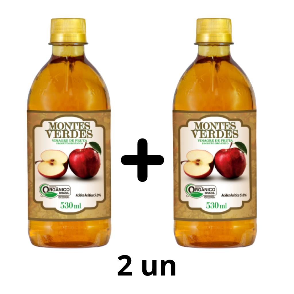 Kit 2 Un Vinagre de Maça Natural Orgânico Mãe do Vinagre Montes Verdes embalagem plástico 530 ml em Oferta na Shopee
