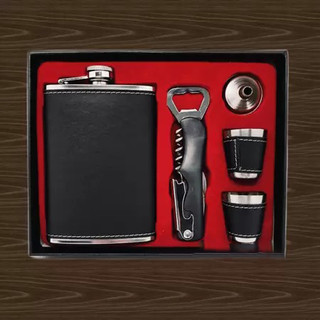 Kit Cantil Porta Bebidas Abridor 2 Copos Shot Funil Whisky