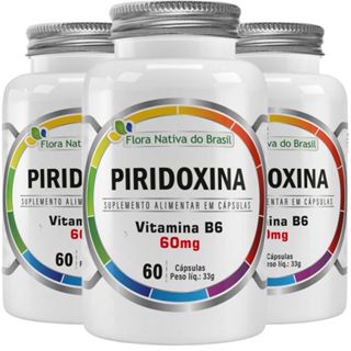KIT 3X Vitamina B6 (Piridoxina) 60 cápsulas - Flora Nativa