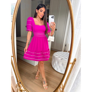 vestido feminino curto manga bufante princesa