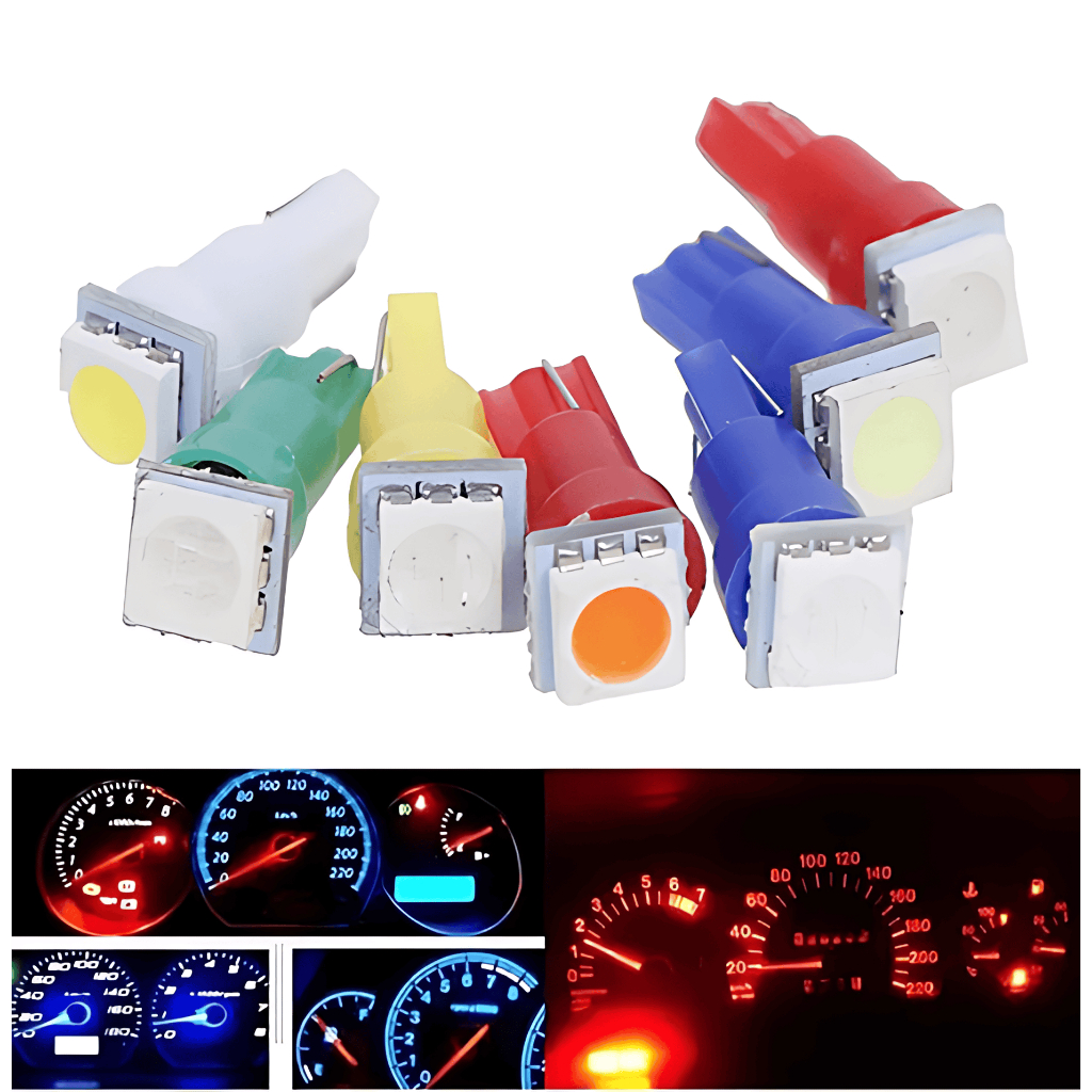 Lâmpada T5 w5w de Led Pinguinho  Esmagadinha soquete Ba9 E Ba7 Painel Carro Moto C/ Soquete Universal - 1 Un