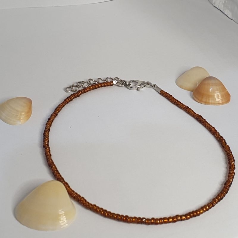 Tornozeleira Marrom Translúcida Moda Praia Novidade