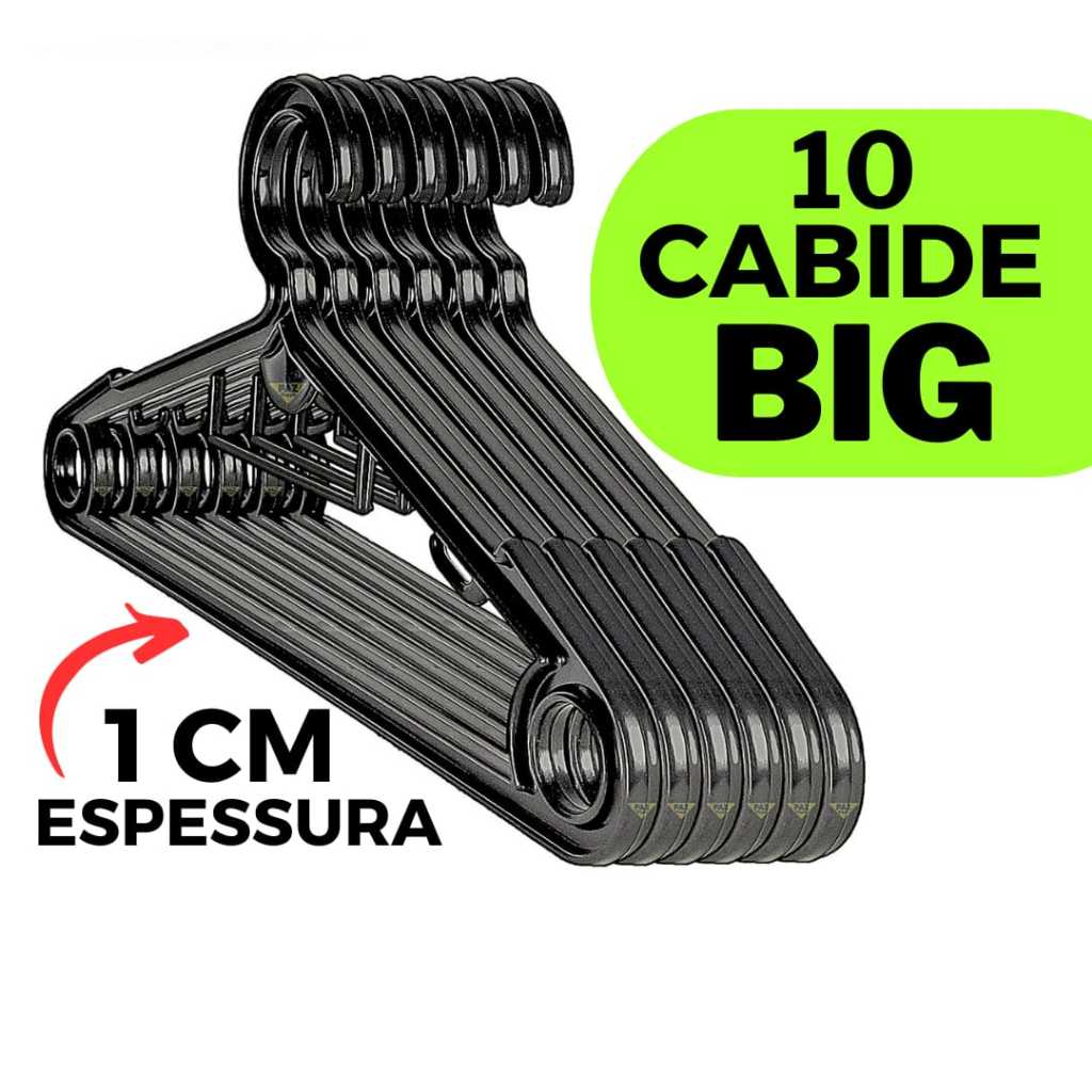 Kit Cabide BIG SMART Jogo com 5 10 20 30 EXTRA REFORÇADA 1CM Para Roupas Pesadas em Oferta na Shopee