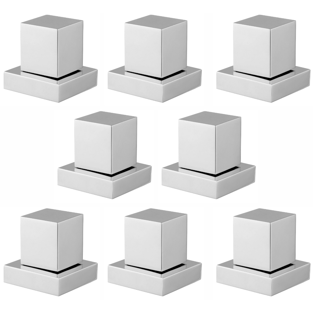 Kit 8 Acabamentos para Registro Quadrado Cromado 1/2" e 3/4" – Compatível com Deca e Conversor Docol