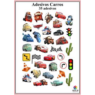 ADESIVOS CARROS MCQUEEN - AUTO COLANTE - CARTELA C/ 35 UNIDADES em Oferta na Shopee