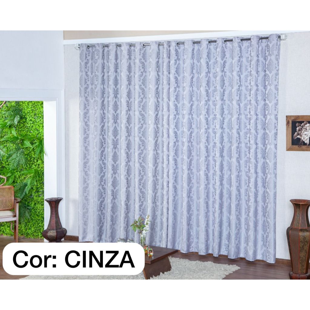 Cortina Jacquard Sala E Quarto 5.00 X 2.70mts Varão Simples 28mm