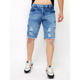 Bermuda Jeans Masculina Rasgada Destroyed Slim