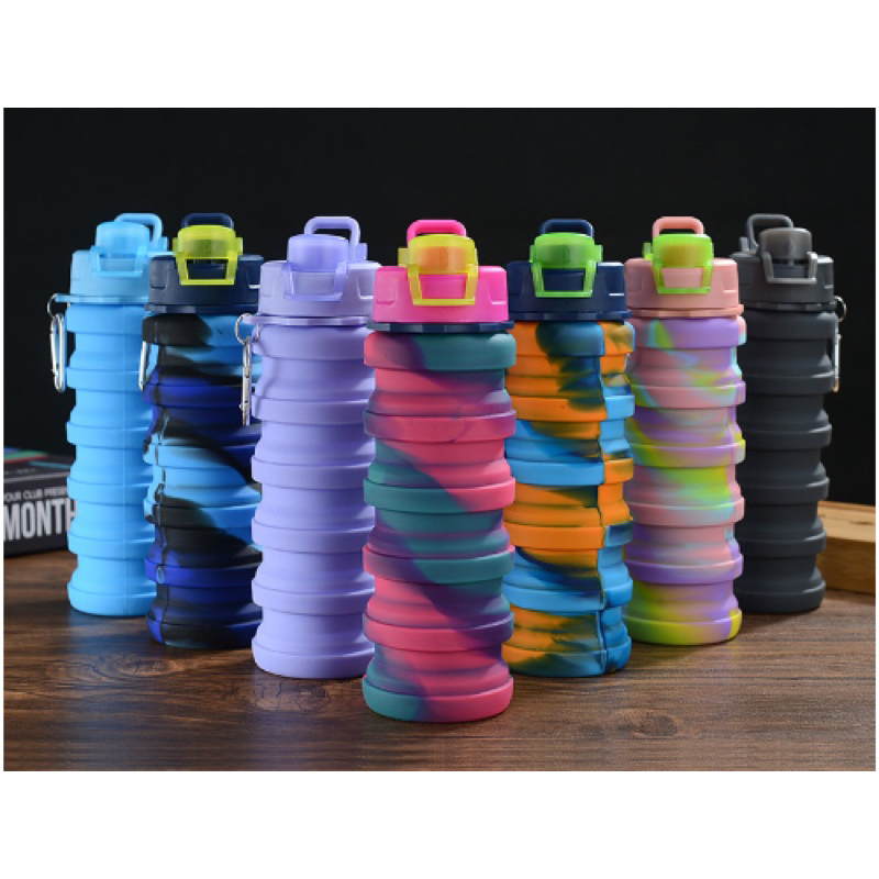 Garrafa Silicone Retrátil Dobrável Portátil 500ml Colorido em Oferta na Shopee