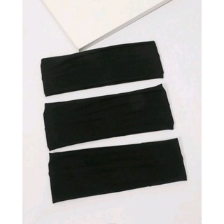 KIT 3 FAIXAS DE CABELO SUPLEX, ACADEMIA, ESPORTE BALLET MAQUIAGEM. COR: PRETO