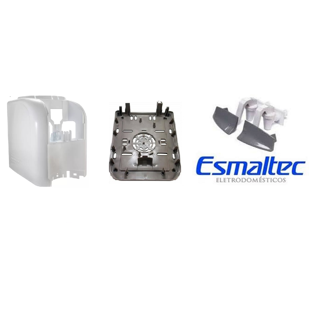 Kit Pares de Torneiras, Base e Gabinete Branco de Mesa Esmaltec EGM30