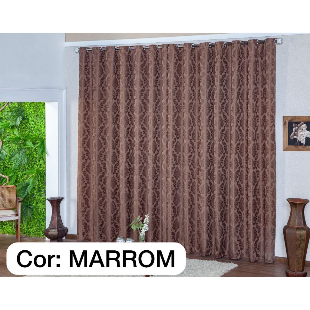 Cortina Jacquard Sala E Quarto 4.00 X 2.70mts Varão Simples 28mm