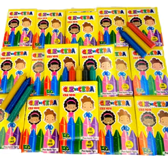 65 Cxs Mini Giz De Cera 5 Cores 5 Cms Atacado P/ Kit Festa Infantil Revenda Lembrancinha Aniversario