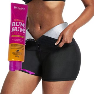 Fitness Bermuda Shorts Efeito Sauna Forro Térmico + Gel Creme Crioterápico Redutor de Medidas Firmador Bumbum Reduz e Trata Flacidez, Celulites, Estrias em Oferta na Shopee