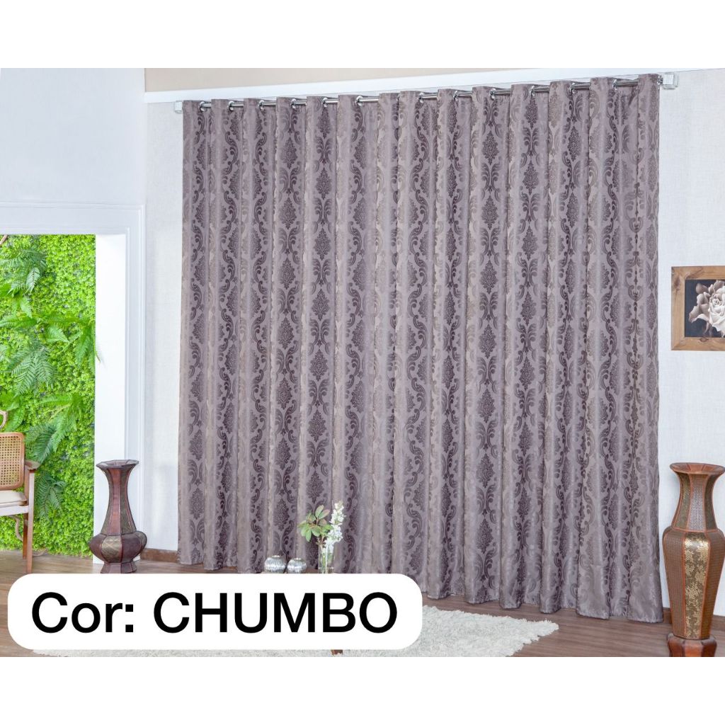 Detalhes do Cortina Jacquard Sala E Quarto 5.00 X 2.70mts Varão Simples 28mm