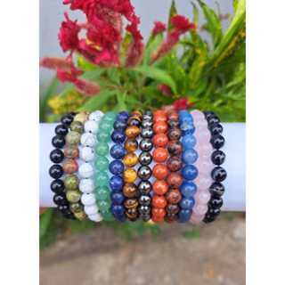 pulseira de pedra natural hippie - ametista, howlita, unakita, olho de tigre, quartzo verde, quartzo rosa, quartzo verde, obsidiana mogno, hematita, jaspe vermelho, sodalita