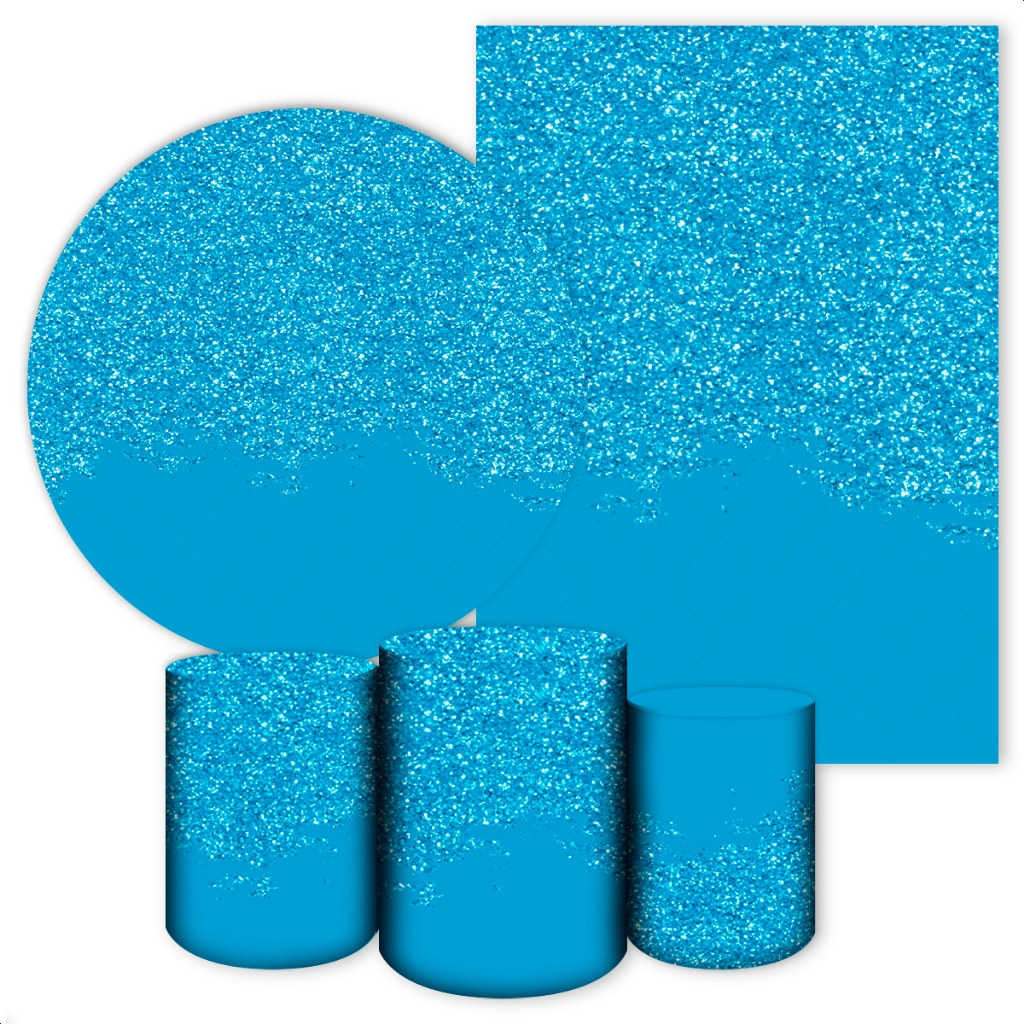 Kit 5 peças  Capa Painel + Capa Retangular + Trio Cilindros para Festa Tema Glitter (EFIETO GLITTER FEITO EM SUBLIMAÇÃO)