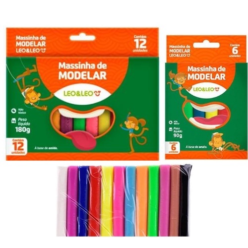 OFERTA LeoLeo 90g e 180g Massinha Modelar 6 Cores 12 Cores Artigos Papelaria Crianças Artes Escolar