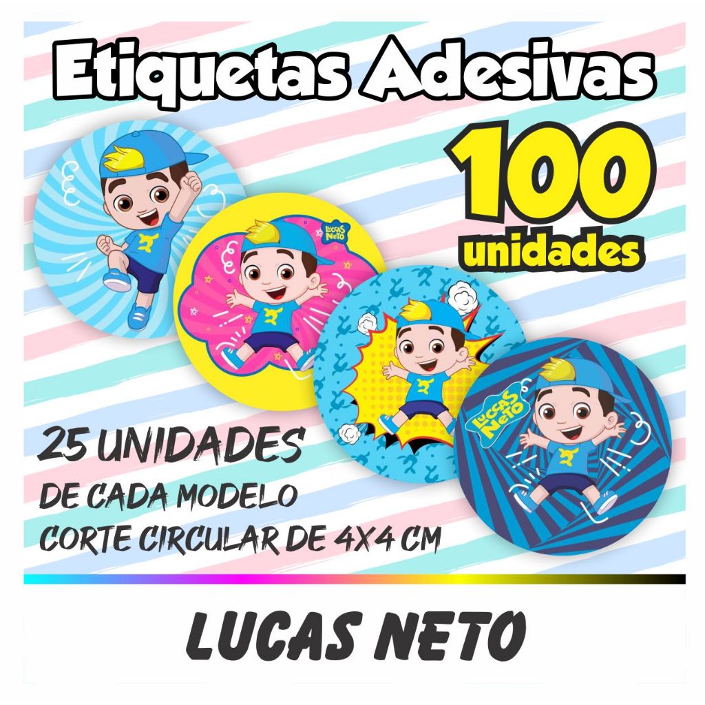 Kit De 100 Etiquetas Adesivas Luccas Neto, Lucas Neto