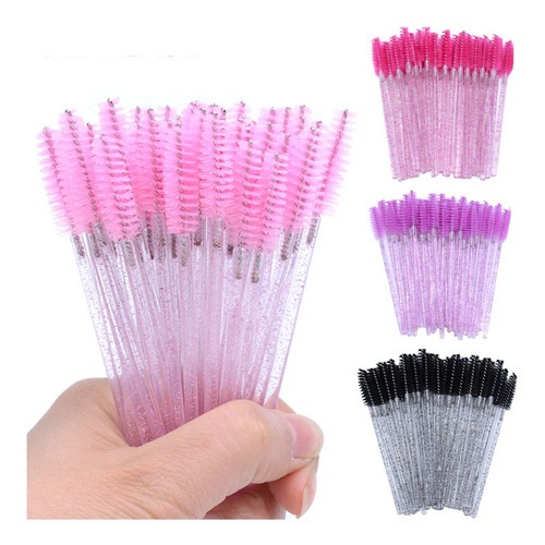 Kit 50 Escovas De Cílios/Sobrancelha Com Glitter Extensão De Cílios Brow Lamination em Oferta na Shopee
