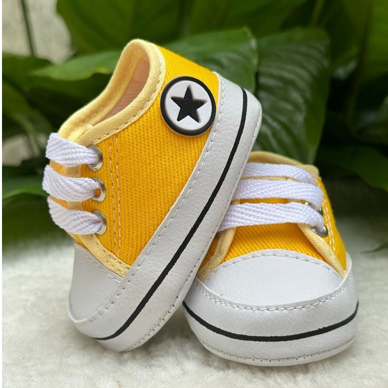 Tenis Sapatinho de Bebe Star Amarelo para Recem Nascido – Tenis Copa do Mundo - Tenis Bebezinho