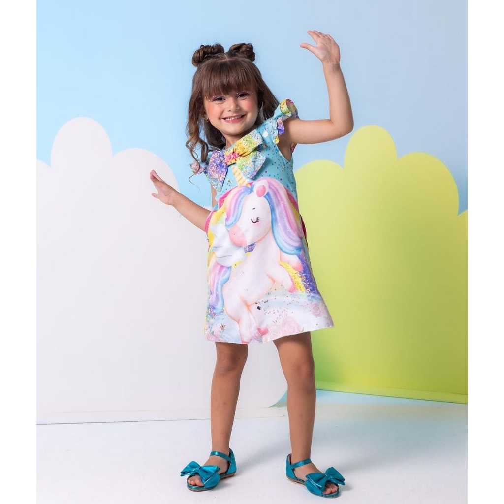 Vestido Infantil Menina Unicórnio De Calda - Capilé