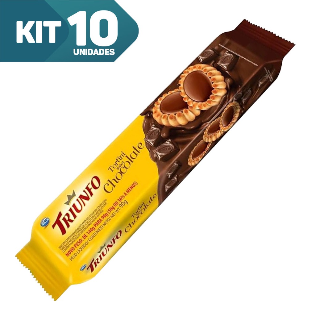 Kit 10x Biscoito Bolacha Pacote 90g Triunfo Tortinhas Recheado