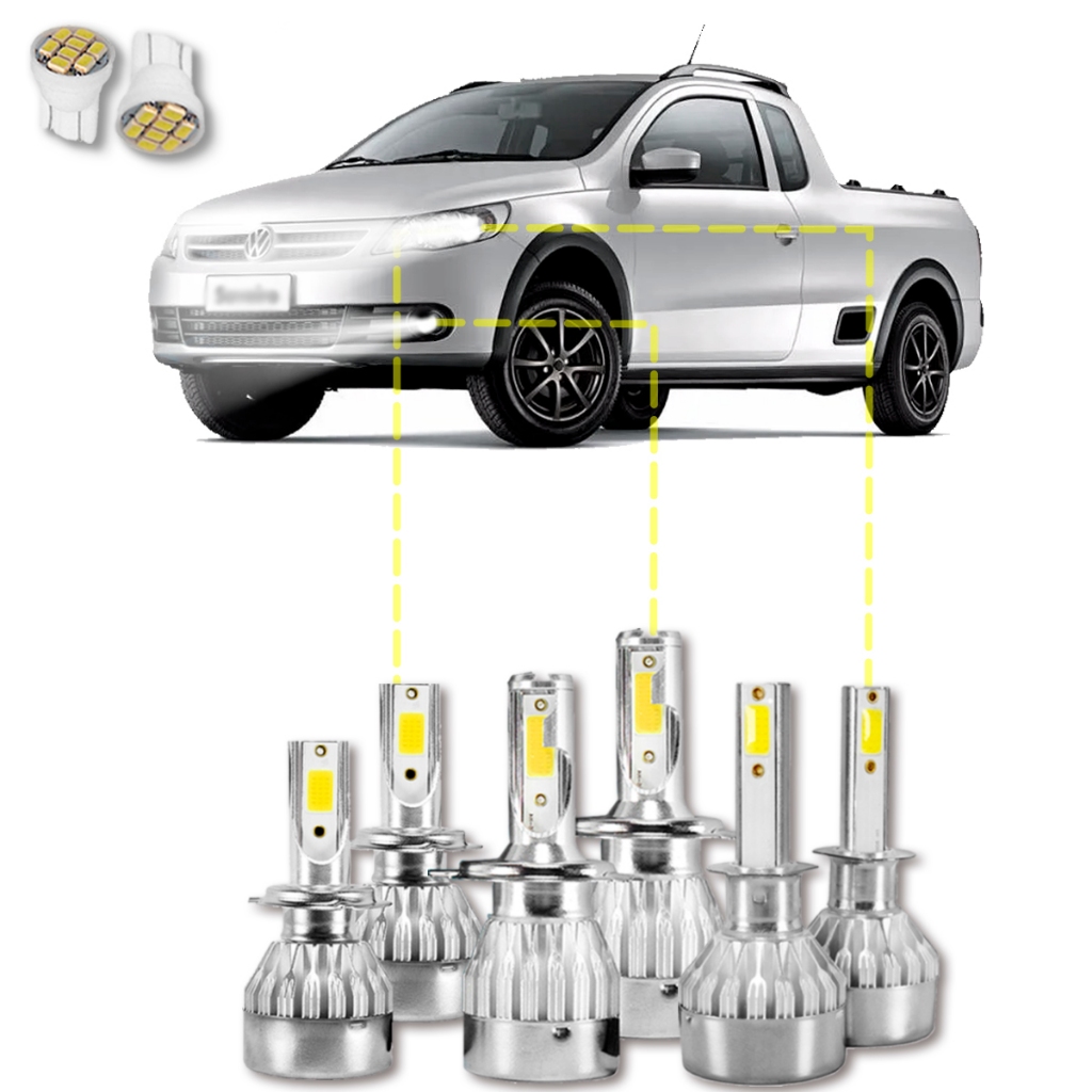 Kit Ultra Led Vw Saveiro Cross G6/g7/g8 13-23 20000lm 6500k em Oferta na Shopee