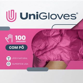 Luva de látex Pink para procedimento (pouco pó) caixa com 100 unidades - Unigloves