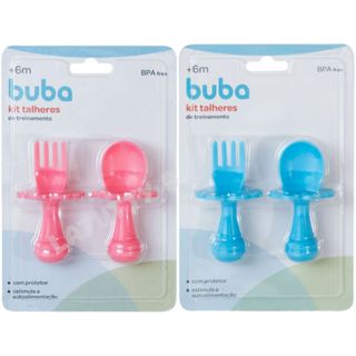 Kit Talheres de Treinamento Buba com Escudo de Segurança Introdução Alimentar Bebê Menino Menina Azul Rosa em Oferta na Shopee