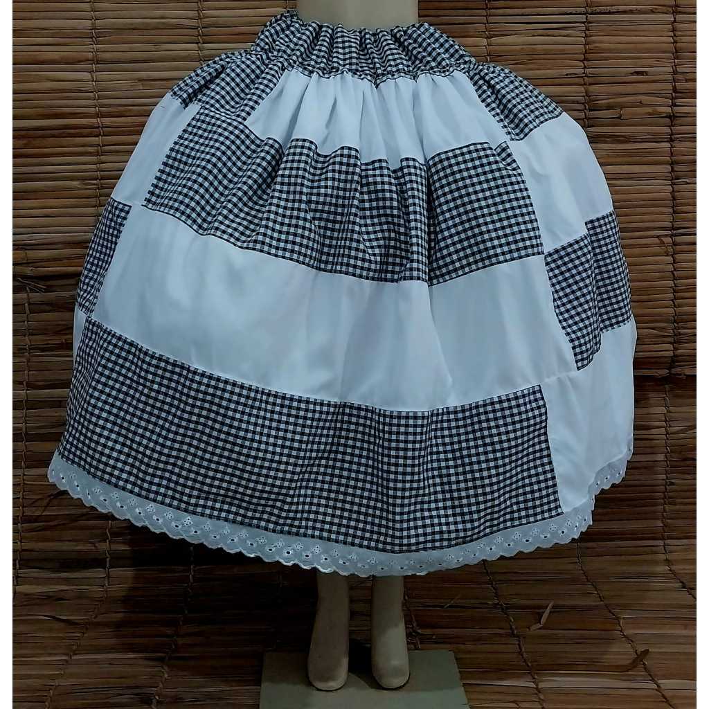 SAIA DE RETALHOS CARIJÓ/XADREZ - PRETA VELHA (PEÇA ÚNICA - 80CM X 4 METROS DE RODA) - UMBANDA E CANDOMBLÉ